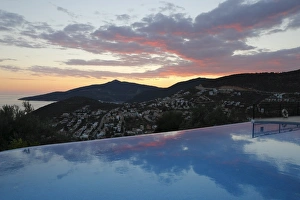 Hotels Prints: Infinity pool at sunset, Mediteran Hotel