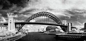 Images Dated 1st January 1970: Infrared image of panoramic view of the River Tyne, Tyne Bridges and buildings along the quayside