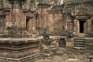 Step Prints: Inner enclosure of Bante Srei (Banteay Srei) Temple, dating from the 10th century