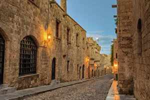 Greek Islands Gallery: Inns at dusk, Street of the Knights, blue hour, Medieval Old Rhodes Town, UNESCO