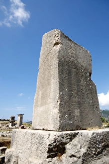 Roman Empire Prints: The Inscribed Pillar at the Lycian site of Xanthos, UNESCO World Heritage Site