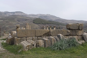 Images Dated 24th December 2007: Inscriptions at the Roman site of Djemila, UNESCO World Heritage Site, Algeria