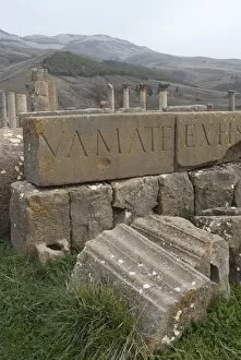 Images Dated 24th December 2007: Inscriptions at the Roman site of Djemila, UNESCO World Heritage Site, Algeria