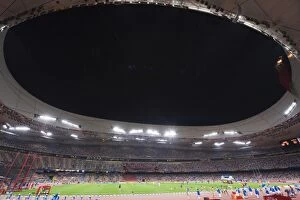 Inside the Birds Nest National Stadium during the 2008 Olympic Games, athletics competition