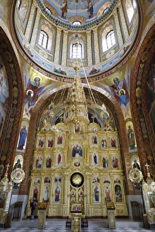 Mural Painting Prints: Inside one of the churches, Curchi Monastery, Curchi, Moldova, Europe