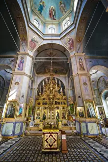 Building Interiors Prints: Inside the Russian Orthodox Church building in the center of Comrat capital republic of Gagauzia
