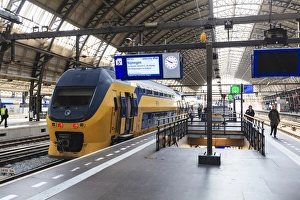 Intercity train in a platform at Central Station, Amsterdam, Netherlands, Europe