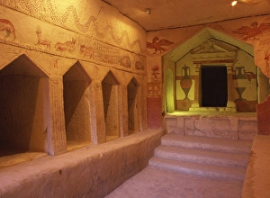 Images Dated 5th February 2008: Interior with arches and painted walls of the Sidonian burial cave dating from the 3rd to the 2nd