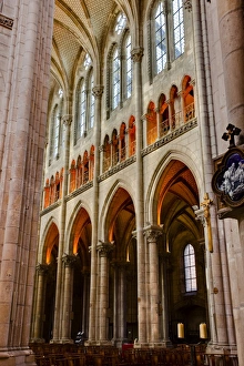 Loire Atlantique Prints: The interior of the Basilique de Saint Nicholas in the city of Nantes, Loire-Atlantique