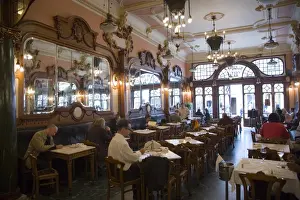 Eating And Drinking Prints: Interior benchwork of the Belle Epoque (Art Nouveau) Cafe Majestic
