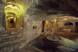 Rock Hewn Prints: Interior of Christian tombs in St