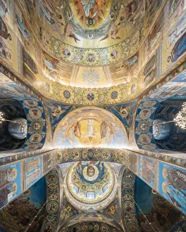 Petersburg Russia Prints: Interior of Church of the Savior on Spilled Blood (Church of the Resurrection), UNESCO