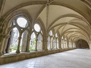 Portico Prints: Interior of the cloister portico of the 12th century Noirlac Cistercian Abbey