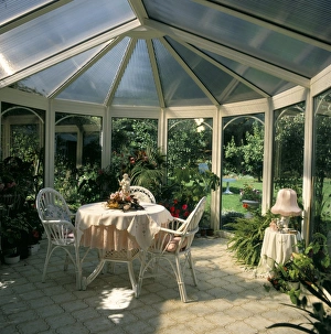 Glass Prints: Interior of a conservatory, United Kingdom, Europe