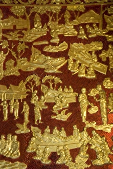 Wat Sen Prints: Interior deocrative panels, Wat Sen, Luang Prabang, Laos, Indochina, Southeast Asia, Asia