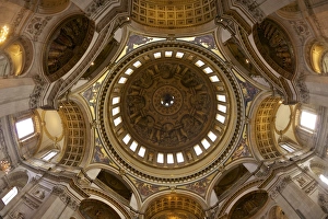 Ceilings Prints: Interior of the dome of St Pauls Cathedral, London, England, UK, United Kingdom