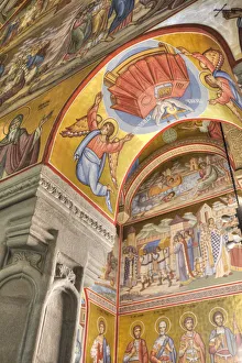 Frescos Prints: Interior Frescoes, Putna Monastery, 1466, Putna, Suceava County, Romania, Europe