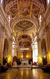 Rabat Prints: Interior, Gozo Cathedral, Rabat (Victoria), Gozo, Malta, Europe