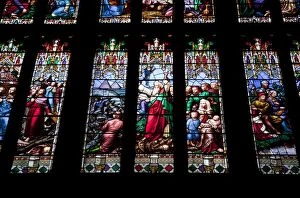 Images Dated 27th May 2009: Detail of interior of Great West Window, showing Moses crossing the Red Sea