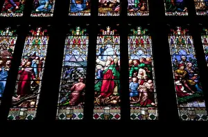 Gloucester Prints: Detail of interior of Great West Window, showing Moses crossing the Red Sea