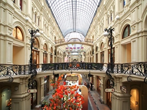 Shopping Mall Prints: Interior of the GUM Shopping Centre on Red Square, Moscow, Russia, Europe