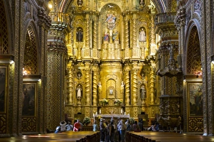 Quito Prints: Interior of Iglesia de la Compania de Jesus, UNESCO World Heritage Site, Quito, Ecuador