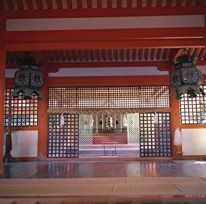 Shinto Prints: Interior of Itsukushima-jinja Shrine