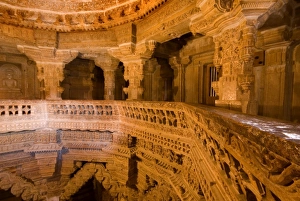 Aravalli Hills Prints: Interior of Jain Temple, Jaisalmer, Rajasthan, India, Asia