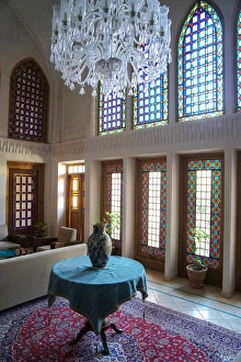 Vase Prints: Interior of late 18th century Qajar mansion, now Serai Ameriha Hotel, Kashan, Iran