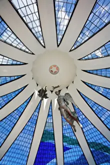 Domes Prints: Interior of Metropolitan Cathedral of Brasilia designed by architect Oscar Niemeyer