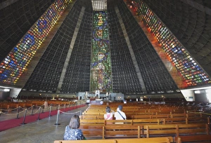 Interior of Metropolitan Cathedral of St. Sebastian, Centro, Rio de Janeiro, Brazil, South America