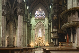 Piazza Duomo Prints: Interior of Milan Cathedral, Piazza Duomo, Milan, Lombardy, Italy, Europe