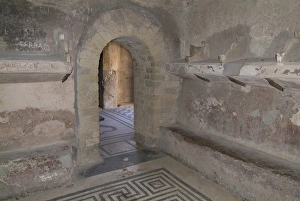 Interior and mosaic at Herculaneum