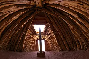 Curved Prints: Interior of Navajo hogan, traditional dwelling and ceremonial structure