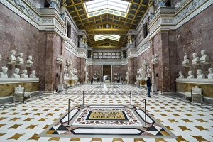 Bayern Prints: Interior of the Neo-classical Walhalla hall of fame on the Danube. Bavaria, Germany