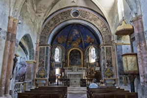 Vaucluse Prints: Interior of Notre Dame Dalidon Church, Medieval village of Oppede le Vieux, Vaucluse