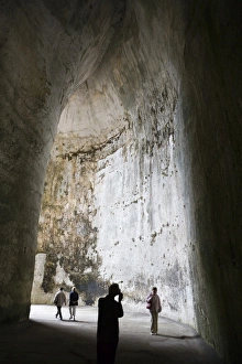 L Imestone Prints: Interior of the Orecchio di Dionisio cavern, Neapolis, Siracusa, Sicily, Italy, Europe