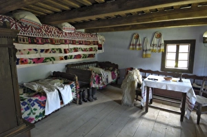 Mara Mures Prints: Interior of peasant homestead from Maramures