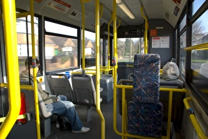 Buses Prints: Interior of a public bus, England, United Kingdom, Europe