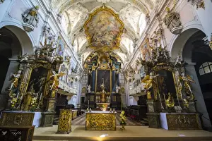 Interior of the Romanesque St. Emmerams Basilica (abbey) now known as Schloss Thurn und Taxis