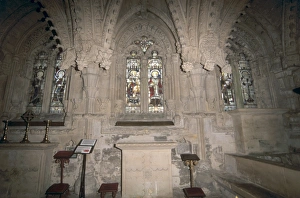 Rosslyn Prints: Interior, Rosslyn chapel dating from the 15th century