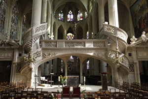 Chair Prints: Interior of Saint-Etienne-du-Mont church, Paris, France, Europe