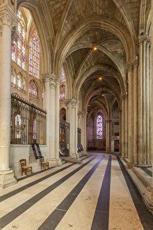 Centre Prints: Interior of Saint Gatien cathedral, Tours, Indre-et-Loire, Centre, France, Europe