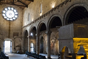 Rose Window Prints: Interior of Santa Maria Maggiore Church, Tuscania, Viterbo province, Latium, Italy, Europe