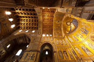 Monreale Prints: Interior, Santa Maria Nuova Cathedral, Monreale, Palermo, Sicily, Italy, Europe