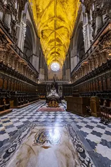 Places Of Worship Prints: Interior of Seville Cathedral, UNESCO World Heritage Site