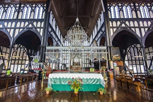 Interior of the St. Georges Cathedral, one of the largest wooden churches in the world