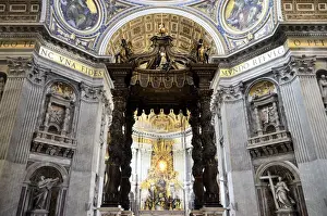 Interior of St. Peters Basilica, Piazza San Pietro (St. Peters Square)