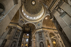 Interior of St. Peters Basilica, The Vatican City, Vatican, Rome, Lazio, Italy, Europe