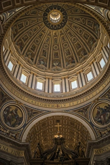 Renaissance Prints: Interior of St. Peters Basilica, The Vatican City, Vatican, Rome, Lazio, Italy, Europe